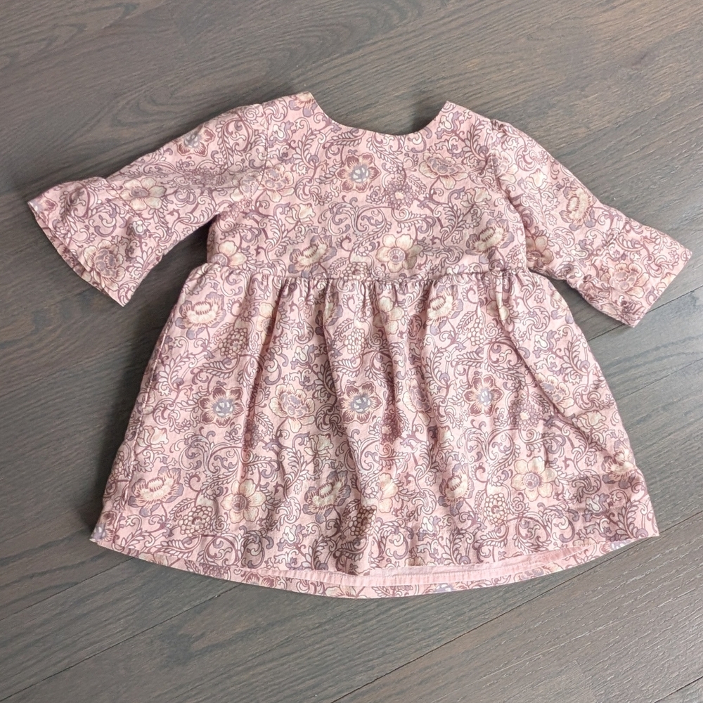 Gap Baby Girls Pink Floral Long Sleeve Dress 18-24 Months